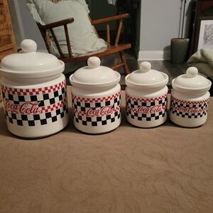 Coca-Cola Checkered Ceramic Canister Collection